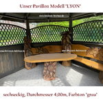 Gartenpavillon aus Holz, sechseckig, Durchmesser 4m, Modell LYON