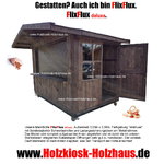 Markthuette Verkaufshuette Eventhuette Holzhuette Holzkiosk Imbisshuette auf Stahlrahmen mit Schwerlastrollen