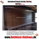 Markthuette Verkaufshuette Eventhuette Holzhuette Holzkiosk Imbisshuette auf Stahlrahmen mit Schwerlastrollen